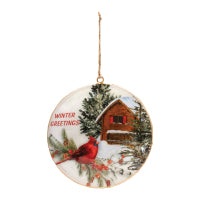 6" Cardinal Disc Orn